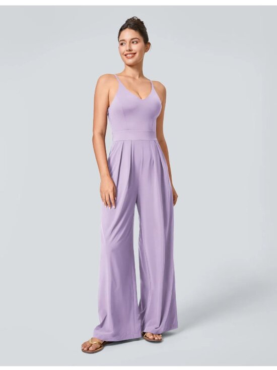 HALARA Pants - Halara Breezeful Backless Side Invisible Zipper Pocket Wide Leg Jumpsuit